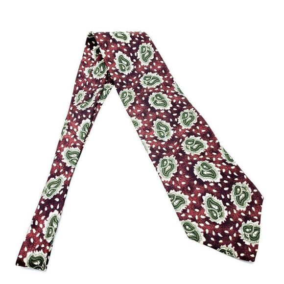 Joseph Abboud Silk Tie Print Brownish Red Floral Paisley Wide - Picture 6 of 6